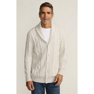Lands End Cotton Blend Cable Shawl Cardigan Sweater in Antiqued Alabaster Donegal at Nordstrom, Size Xx-Large