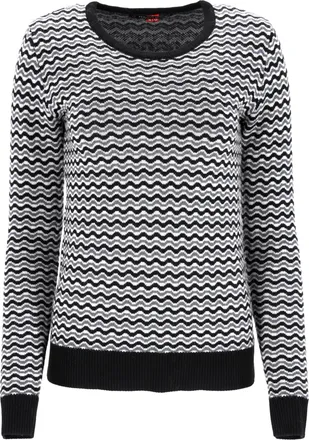 Perfect Moment Zig Zag Sweater in Black and White Merino Wool