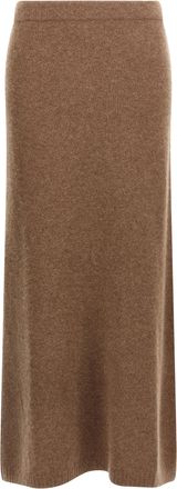 Max Mara Gray Cashmere Midi Womens Skirt