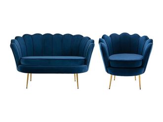 VENTE-UNIQUE.COM Terciopelo 3 plazas azul oscuro 124x75cm