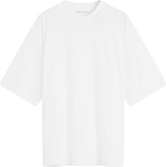 Marni Lily White Symbol Logo Cotton T-Shirt, Brand Size 46 ( US Size 36 )