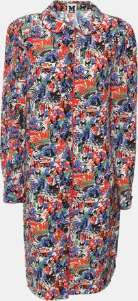 M Missoni Multicolor Printed Crepe Long Sleeve Midi Shirt Dress