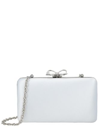 Self Portrait Rectangular Satin Clutch with Decorative Bow Clasp