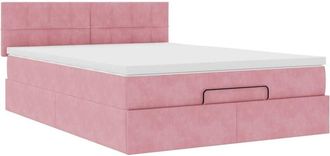 vidaXL Vidaxl - Estructura Cama Otomana Con Colch&oacute;n Terciopelo Rosa 140x190 Cm