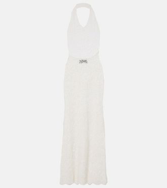 Nili Lotan Eddie crochet halterneck cotton maxi dress
