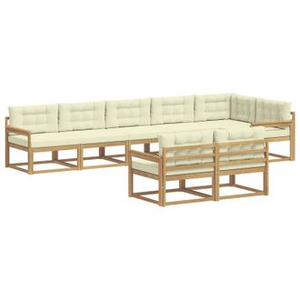 vidaXL Conjunto De Sof&aacute;s De Exterior 6 Pcs Blanco Y Crema Poli&eacute;ster Vidaxl