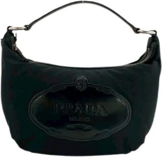 Prada Pre-owned Shoulder Bags, female, Black, Size: ONE SIZE Pre-owned Nylon Patent Leather Handbag