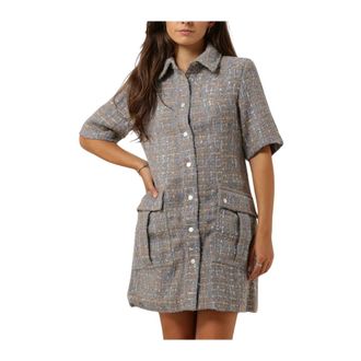 Second Female Dames, Jurken, Grijs, Maat: XS Katoen