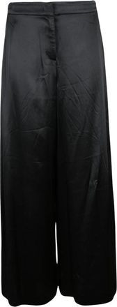 Meimeij Wijde Satin Broek - Dames - Wijde Broeken - Zwart - S - Satijn - Broeken