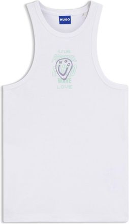 HUGO BOSS Ribbed-cotton tank top with logo artwork