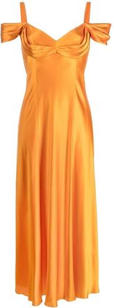 Alberta Ferretti draped silk dress - women - Silk - 44 - Orange