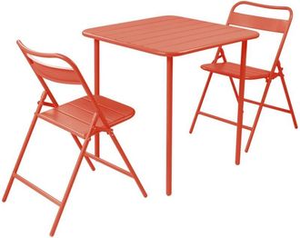 Sweeek Metal garden table + 2 chairs, terracotta - Amelia
