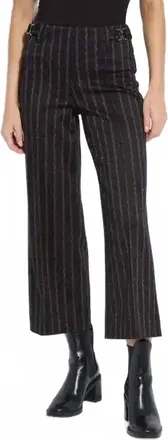 Lyss&eacute; Isabel Pinstripe Ponte Wide Leg Pants In Charcoal Lane