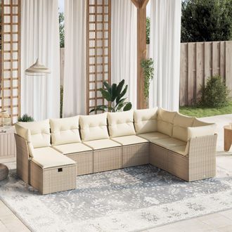 vidaXL Vidaxl - Juego De Sof&aacute;s De Jard&iacute;n Con Cojines Beige 8 Pzas Rat&aacute;n Pe