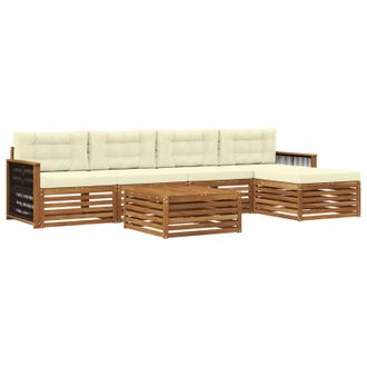 vidaXL Conjunto De Sof&aacute;s De Exterior Con Coj&iacute;n 6 Pcs Natural Y Crema Vidaxl