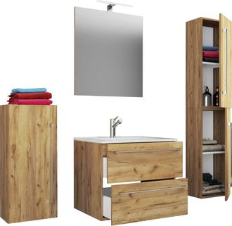 ebuy24 VCM 5pcs Set 1 lavabo con due cassetti, 1 specchio, 1 lavabo, 1 midischrank, 1 armadio alto lavabo in ceramica armadio inferiore appeso 60 cm set di