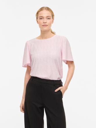 Vila Rundhalsshirt VILA VIBELLI O-NECK S/S TOP - NOOS, Damen, Gr. XXL, cherry blossom, Jersey, Obermaterial: 95% Polyester, 5% Elasthan, unifarben, regular