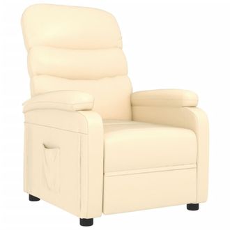 vidaXL Sill&oacute;n Reclinable De Cuero Sint&eacute;tico Crema Vidaxl