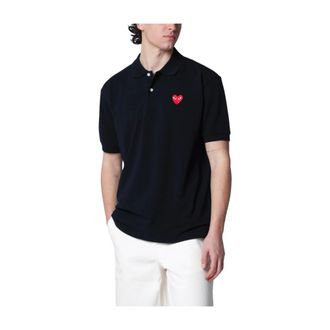 Comme Des Gar&ccedil;ons Polo Shirts, male, Blue, Size: L Heart Patch Polo