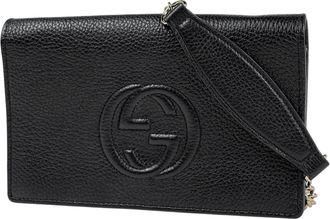 Gucci Soho Black Leather Chain/Shoulder Wallet (Pre-Owned)