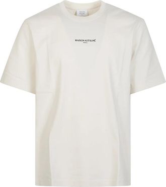 Maison Kitsun&eacute; Paris Comfort T-Shirt - Heren - T-shirts - Beige - XS - Katoen - Tops