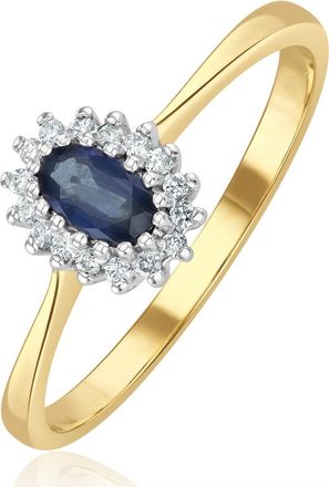 The Diamond Store Sapphire 5 x 3mm And Diamond 9K Gold Ring A3225