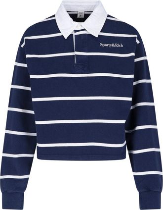 Sporty & Rich Cropped Sweater with Classic White Collar