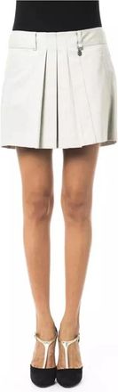 Byblos Leren Rok met Plooien - Dames - Korte rokken - Grijs - XS - Leer - Rokken