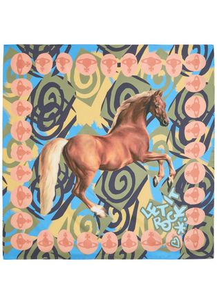 Vivienne Westwood Horse Graphics Printed Silk Scarf - Green - One Size