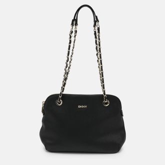 DKNY Dkny Black Leather Dome Satchel