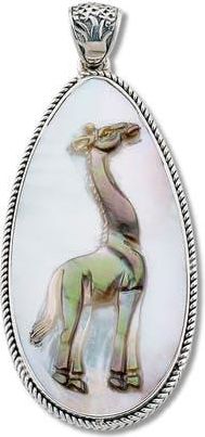 Samuel B. Sterling Silver & Mother-of-Pearl Giraffe Pendant in White at Nordstrom Rack