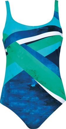 Naturana Badeanzug NATURANA Shore exploration, Damen, Gr. 36, Cup D, bunt (petrol, gr&uuml;n, t&uuml;rkis), Elasthan, Polyamid, Polyester, gemustert, gestreift, Badeanz&uuml;