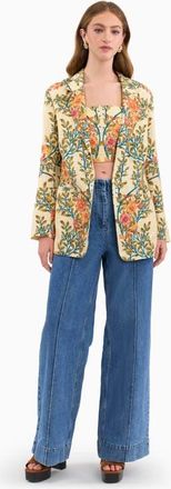 Rebecca Taylor Cleo Printed Blazer in Buttercream Multi at Nordstrom, Size 10
