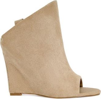 Azalea Wang Novis Wedge Bootie in Beige at Nordstrom, Size 6.5