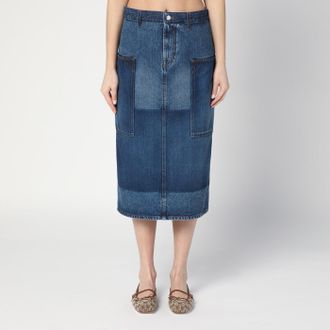 Gucci Gonna patchwork blu in denim