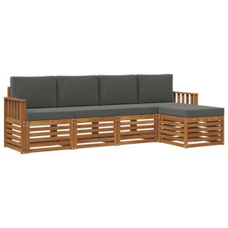 vidaXL Conjunto De Sof&aacute;s De Exterior 5 Pcs Natural Y Antracita Vidaxl
