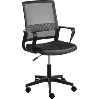 Beliani Office Chair Black Mesh Fabric Upholstery Adjustable Height Swivel Desk Computer Home Office EASE
