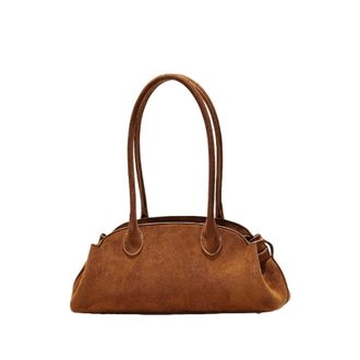 Generic Womens Underarm Commuter Shoulder Bag Style PU Material Medium Size Shell Shape Zipper Opening(Frosted coffee color)