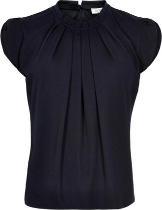 In Front Navy Blouse met Ruchedetails - Dames - Blouses - Blauw - 2XL - Polyester - Overhemden