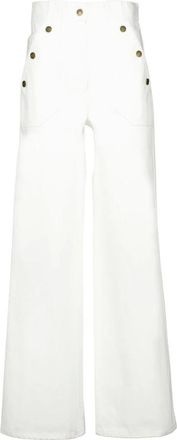Max Mara Broeken, Dames, Wit, 3Xs, Katoen, Wijde broek
