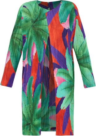 Pleats Please Issey Miyake Geplooide jas met bloemenprint - Groen