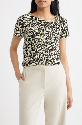 Anne Klein Asymmetric Neck Top in Bay Leaf Multi at Nordstrom, Size X-Large P
