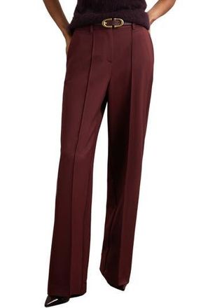 Reiss Luisa Wide Leg Pintuck Trousers in Burgundy at Nordstrom Rack, Size 10 Us / 14 Uk