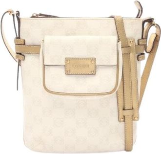 Loewe Pre-owned Repeat Anagram Schoudertas van Gecoat Canvas - Dames - Vintage Schoudertas - Wit - ONE Size - Leer - Vintage