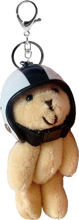 Generic Bear Keychain - Helmeted Plush Animal Backpack Keyring, Cute Cartoon Wallet Purse Accessory | Soft Toy Bag Charm, Travel Schoolbag Pendant, Women Gift