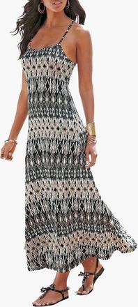 Lascana Womens Crossed Strap Maxi Dress in Black & Cream at Nordstrom, Size 12