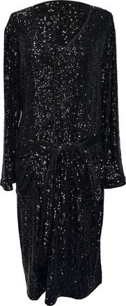 Diane Von F&uuml;rstenberg Sequined Maxi Dress in Black Polyamide