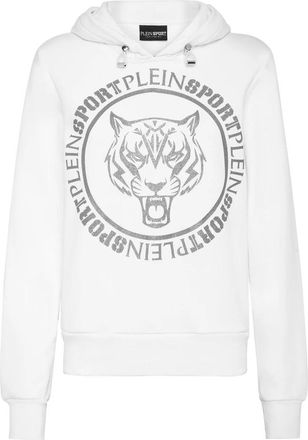 Plein Sport Hoodie Sweatshirt Tijger - Dames - Sportshirts - Wit - XS - Katoen - Fitness