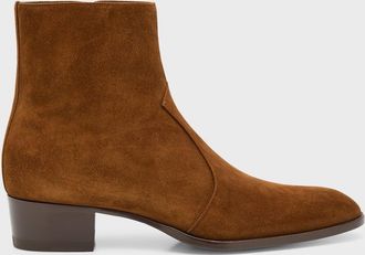 Saint Laurent Mens Wyatt 40 Suede Zip Ankle Boots