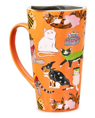 Godinger Meowlloween Porcelain Travel Mug